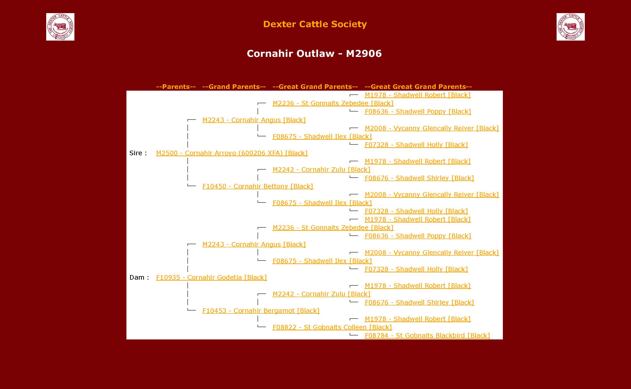 Cornahir Outlaw pedigree
